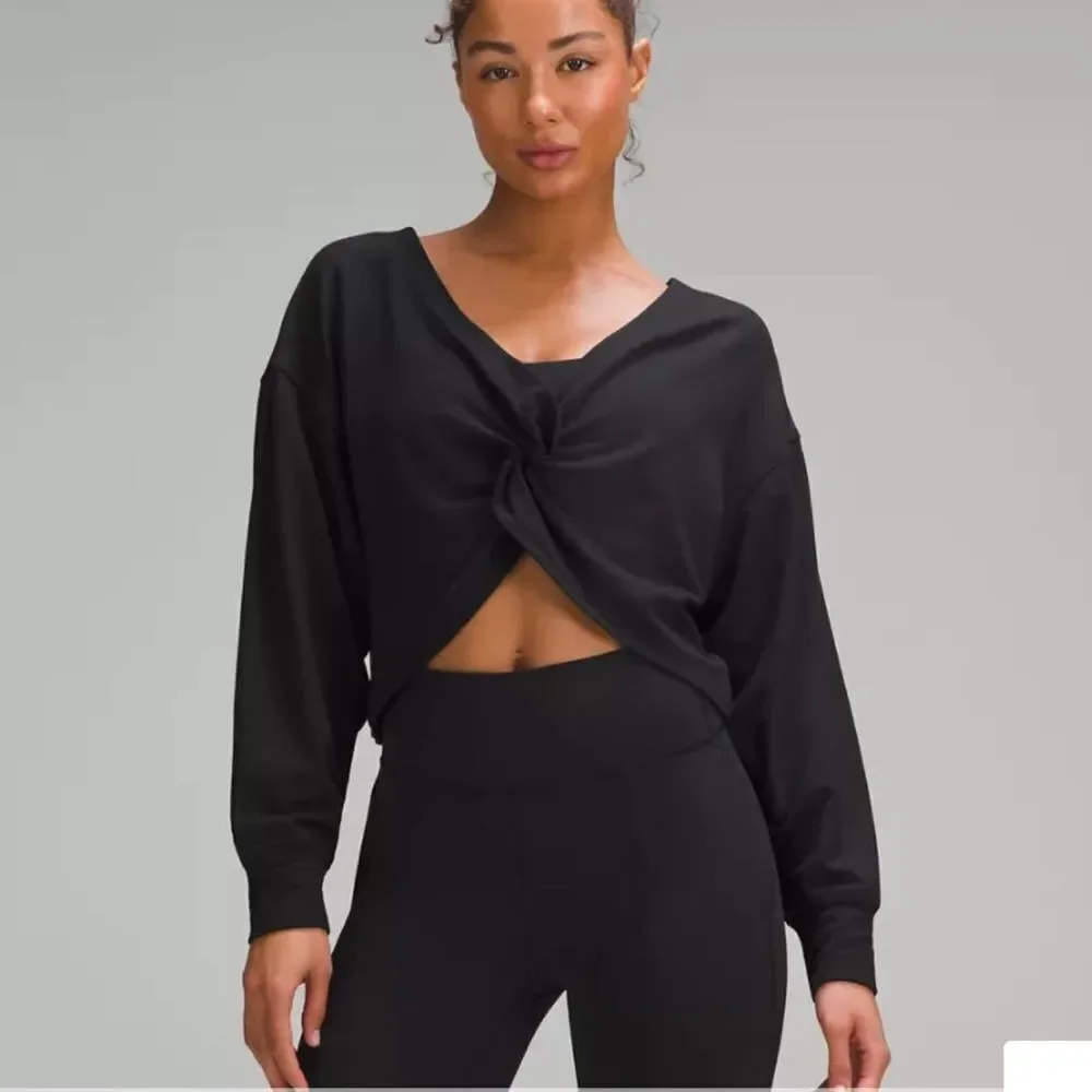 NWT New LULULEMON Front-to-Back Twist-Knot Pullover Reversible Open Back Black 8